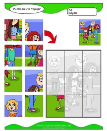 Puzzle Kes Yapıştır Çalışma Sayfaları